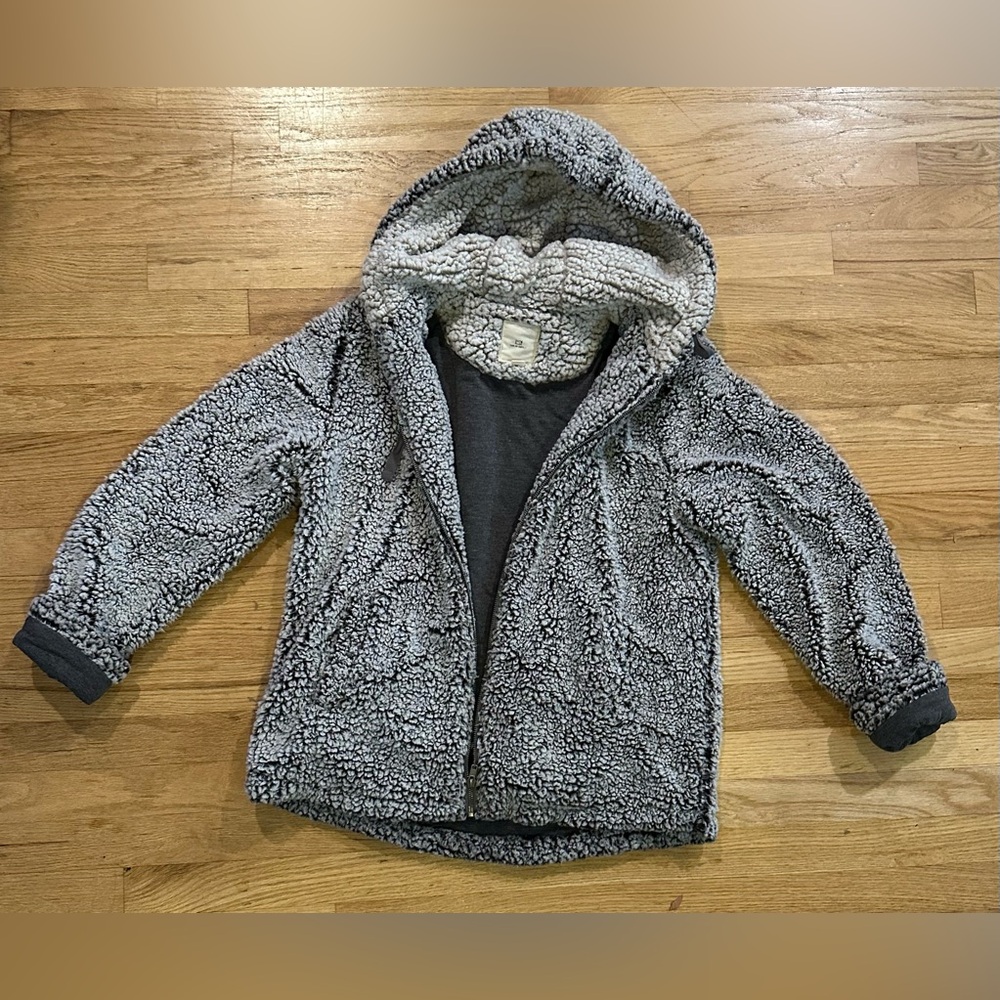 Thread & Supply Charcoal Teddy Hooded Jacket (M)